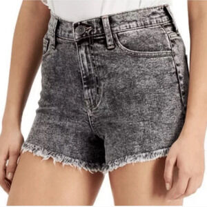 Kendall + Kylie Drifter High Rise Jean Shorts Black Acid Wash Raw Hem 9/29